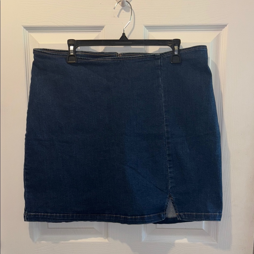 Blue Mini Pencil Skirt with Slit